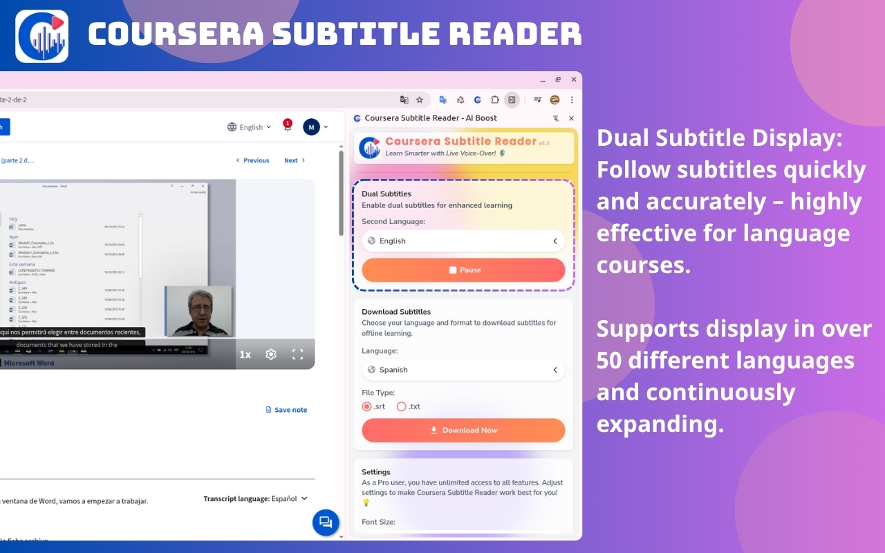 Coursera Subtitle Reader screenshot 2